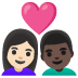 👩🏻‍❤️‍👨🏿 couple with heart: woman, man, light skin tone, dark skin tone display on Google